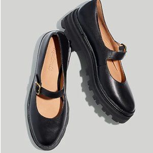 Madewell Freya Platform Lugsole Shoes Black Leather 8.5